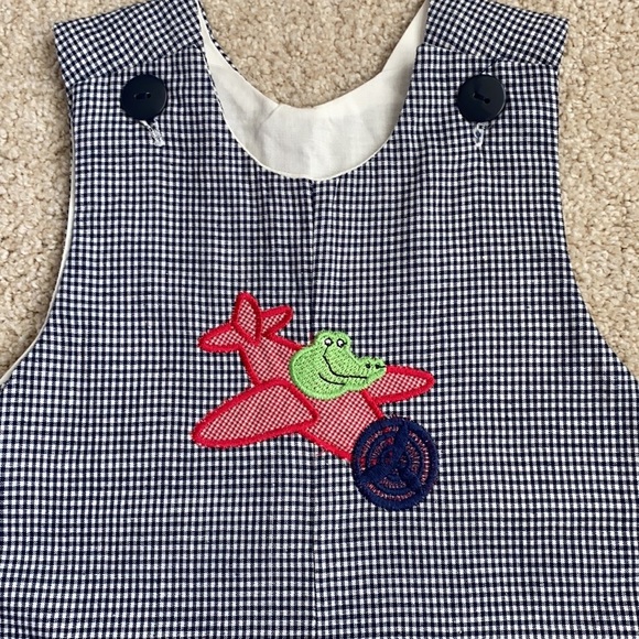 Black gingham alligator flyinging airplane Jon Jon - Picture 3 of 7